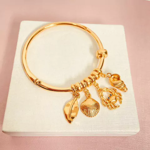 Bracelete com pingentes mar - banhado a ouro 18k