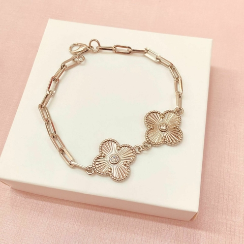 Pulseira trevos - banhado a ródio branco - comprar online