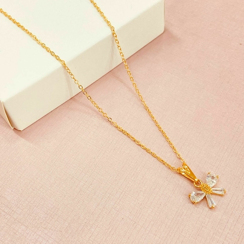 Colar lacinho cravejada - banhado a ouro 18k C-b - comprar online