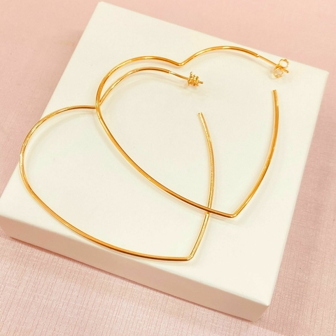 Brinco argola coração fio G - banhado a ouro 18k - comprar online