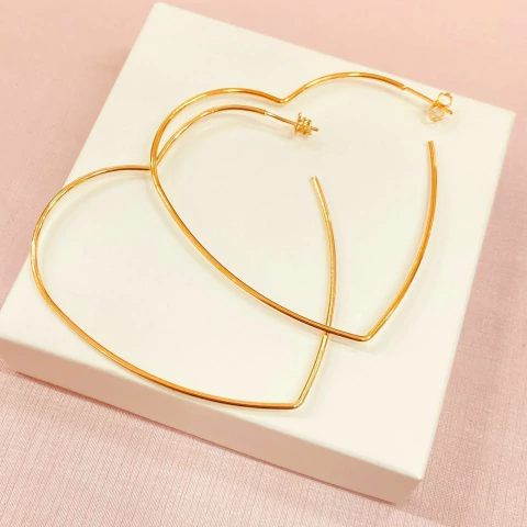 Brinco argola coração fio G F 286 - banhado a ouro 18k - comprar online