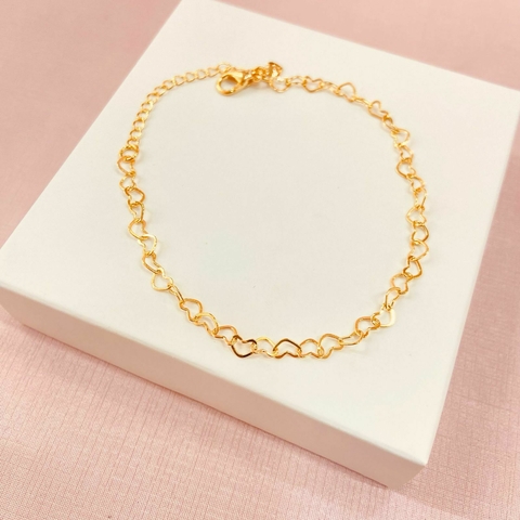 Pulseira corações - banhado a ouro 18k - M - comprar online