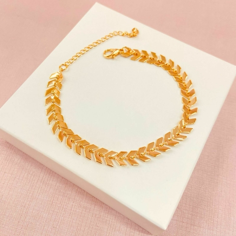 Pulseira folhas - banhado a ouro 18k - M - comprar online
