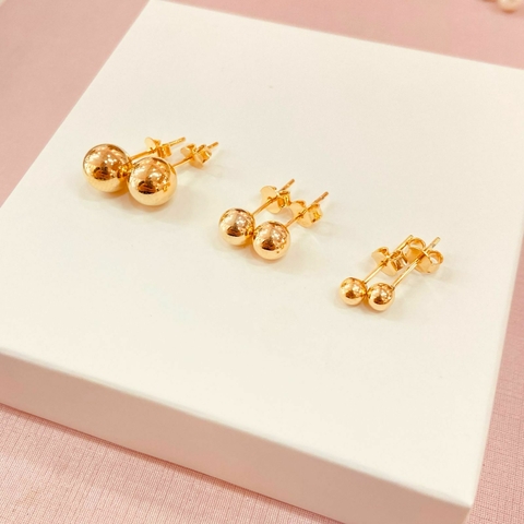 Trio de brincos bolinha - banhado a ouro 18k - comprar online
