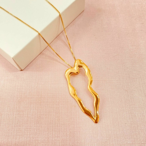 Colar coração derretido - banhado a ouro 18k - M - comprar online