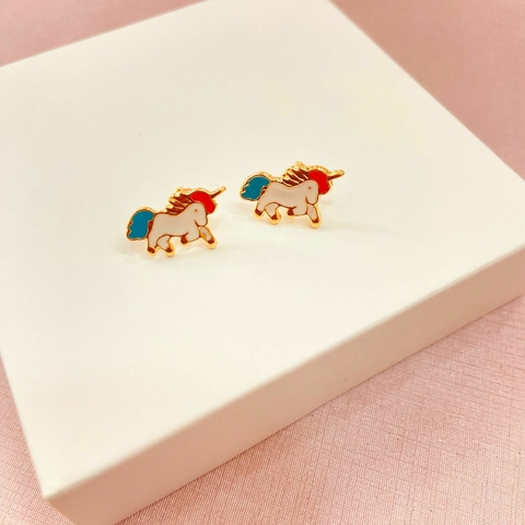 Brinco infantil unicórnio - banhado a ouro 18k - M