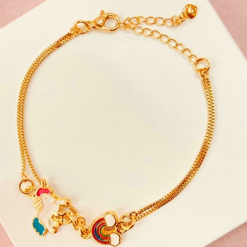 Pulseira infantil unicórnio - banhado a ouro 18k - M - comprar online
