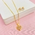 Conjunto coração quadradinhos - banhada a ouro 18k - comprar online