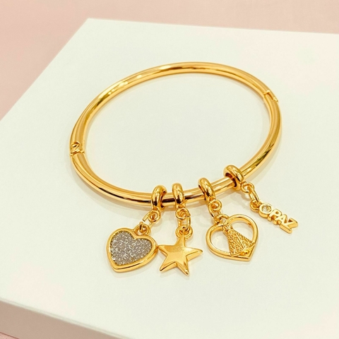 Bracelete pingentes nossa senhora - banhado a ouro 18k - comprar online