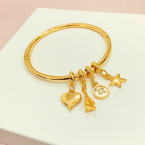 Bracelete pingentes Paris - banhado a ouro 18k - comprar online