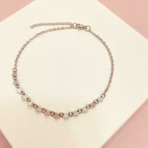 Tornozeleira malha corações - aço inox - comprar online