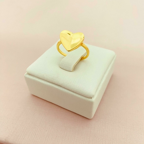 Anel coração liso- banhado a ouro 18k - comprar online