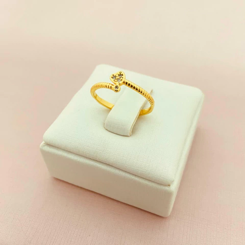 Anel coração e ponto luz - banhado a ouro 18k - comprar online