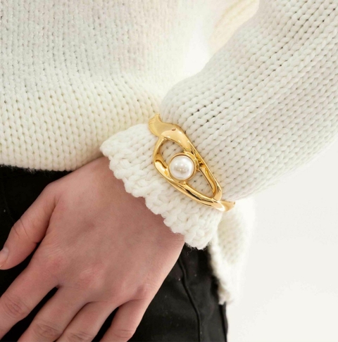 Bracelete perola - banhado a ouro 18k AL