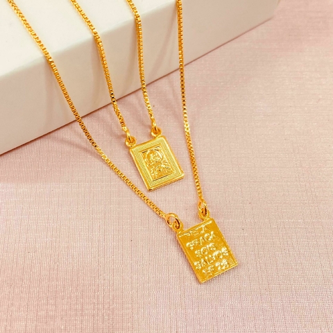 Escapulário mensagem religiosa - Jesus e Maria - banhado a ouro 18k (54a4) - comprar online