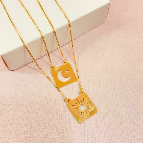 Escapulário lua e sol - banhado a ouro 18k - comprar online
