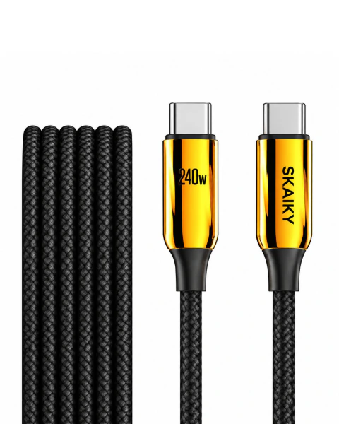 Cabo USB-C / C 240W 2 Metros Gold Linha Premium Skaiky