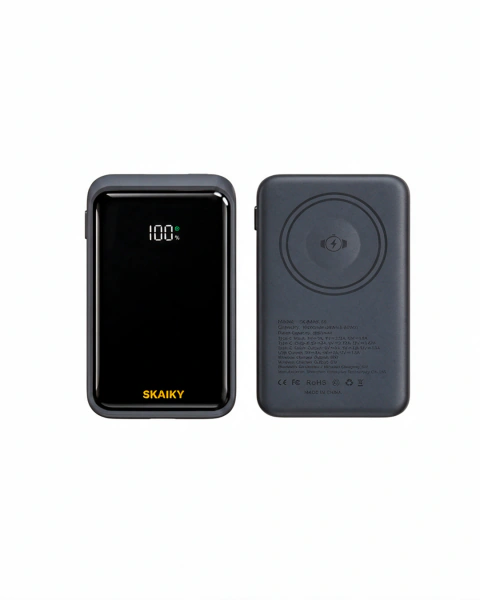 Power Bank Magnético Skaiky 10.000mAh com Cabos Integrados e Carga Rápida Linha Premium