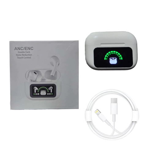 auriculares inalambricos con pantalla + cable tipo c a lightning