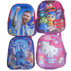 mochila 3d con relieve doble cierre de 13 pulgadas personajes infantiles