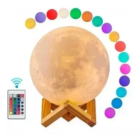 velador luna llena colores 13cm + control remoto