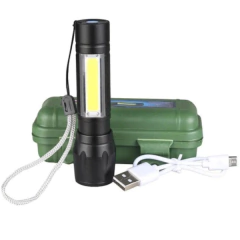 Mini Linterna Tactica Led Zoom Recargable Usb con Estuche - comprar online