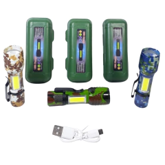 Mini Linterna Tactica Led Zoom Recargable Usb con Estuche
