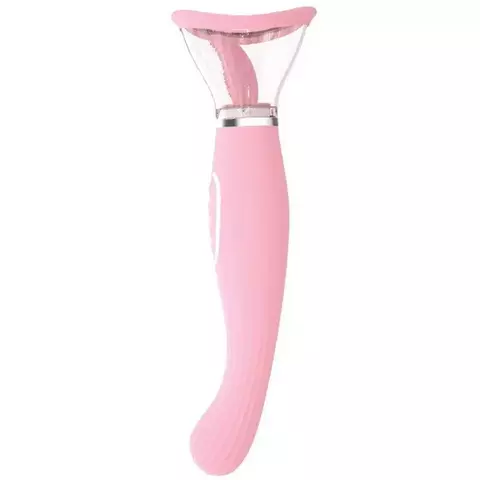 Vibrador ponto g sugador com língua estimuladora de clítoris e mamilos - Código 4534