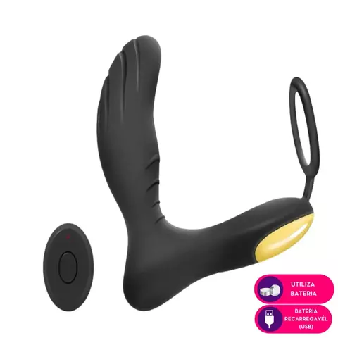 Massageador de próstata com anel peniano e controle remoto - Código 4701