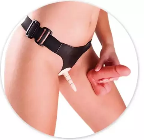 Cinta de couro com plug e pênis 16x4cm - Código 4833