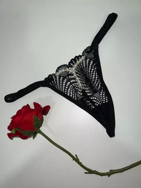 Calcinha Fio Dental com Detalhe em Pérola - Código 827