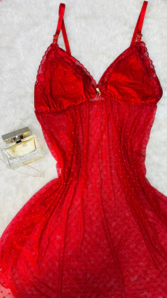 CAMISOLA TULE COM CALCINHA - PRETO E VERMELHO - loja online