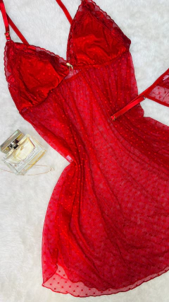 CAMISOLA TULE COM CALCINHA - PRETO E VERMELHO na internet