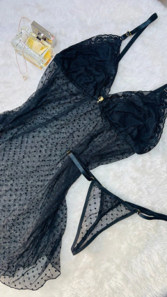 CAMISOLA TULE COM CALCINHA - PRETO E VERMELHO - comprar online