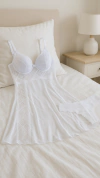 Camisola Com Bojo, Tule E Renda , Com Calcinha - Branco - comprar online