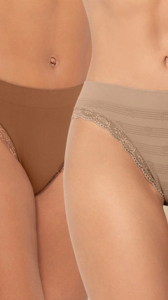 KIT COM 2 CALCINHAS (TANGA) CÓS MÉDIO - NUDE/CHOCOLATE - comprar online