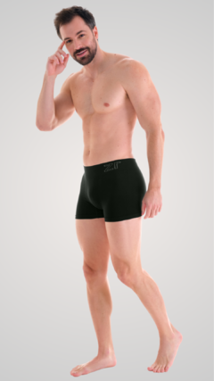 KIT 3 CUECAS BOXER SEM COSTURA - VERDE, PRETA E AZUL MARINHO - RYCCA Moda Íntima