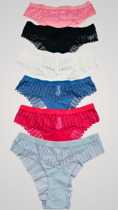 Calcinha Corte Laser Fio Duplo Renda Borboleta - Varias Cores - comprar online