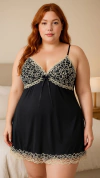 CAMISOLA PLUS SIZE LUNAR - PRETO COM CREME - comprar online
