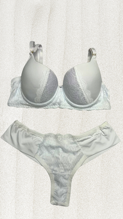 Conjunto Com Bojo Em Poliamida E Renda - Branco