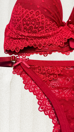 Conjunto Com Bojo De Renda E Tule - Vermelho - RYCCA Moda Íntima