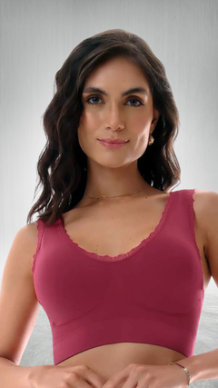 TOP COM RENDA E BOJO REMOVÍVEL SEM COSTURA - VÁRIAS CORES - RYCCA Moda Íntima