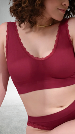 Imagem do TOP COM RENDA E BOJO REMOVÍVEL SEM COSTURA - VÁRIAS CORES