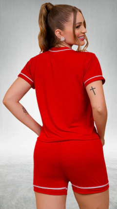 Pijama Americano Gola V - Vermelho - comprar online