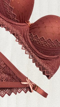Conjunto Com Bojo De Renda E Tule - Rose - loja online