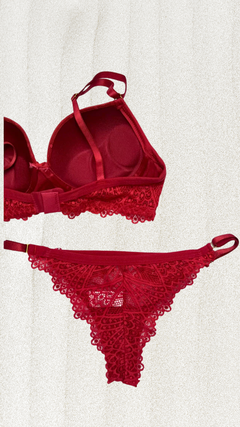 Conjunto Com Bojo De Renda E Tule - Vermelho - comprar online