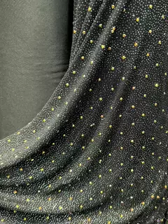 Microtul con strass y brillo black - OASIS TEXTIL