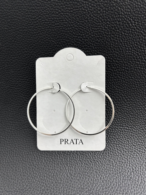 Brinco Prata Argola - Fio Quadrado 3cm