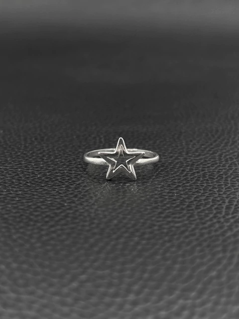 Anel Prata Estrela Vazada Lisa