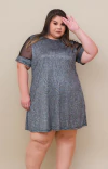 Vestido Brilho Detalhe de Tule - 255247